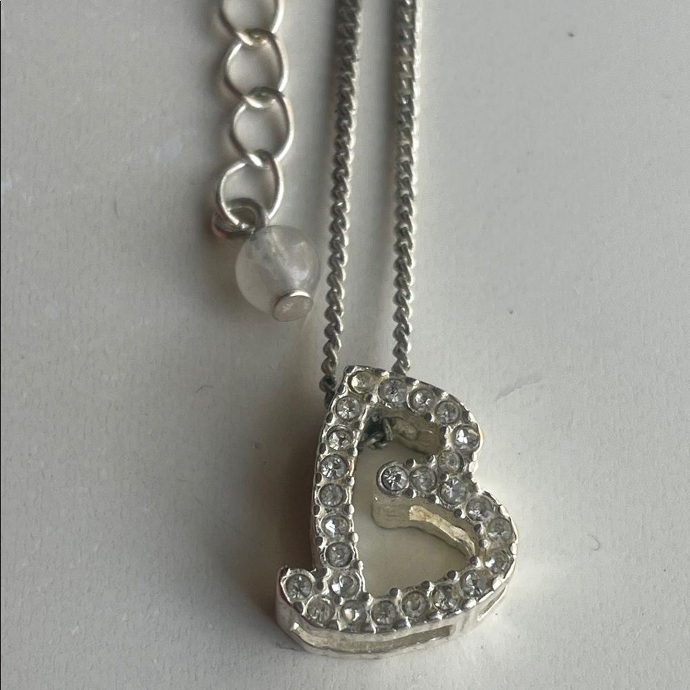 Silver Crystal Initial 'B' Necklace